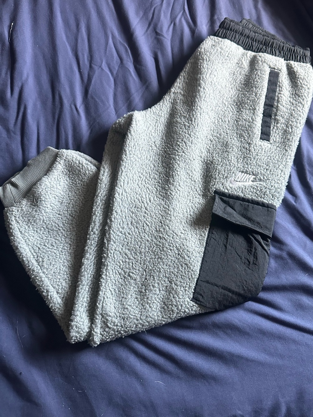 Nike Black and Grey Fleece Joggers with Branded Waist Tag